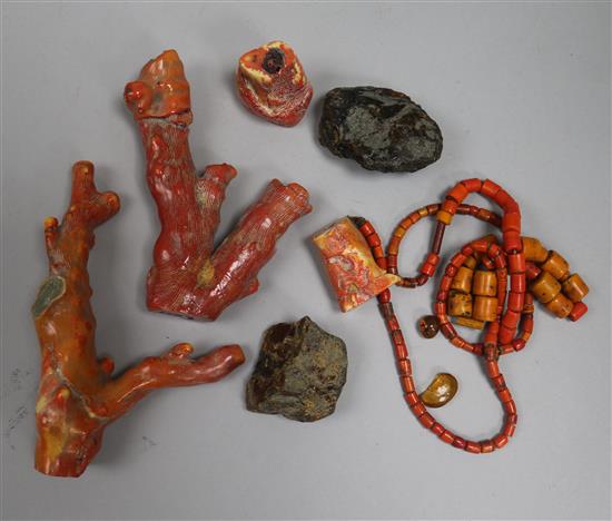 Assorted carved coral and other items.